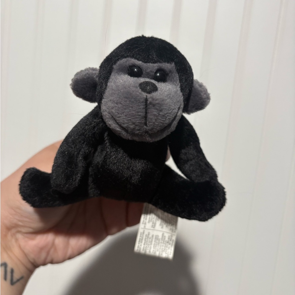 Plush Black and Gray Monkey Toy 3.5”